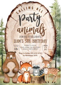 W205 - Woodland birthday invitation: W205 - Woodland birthday invitation