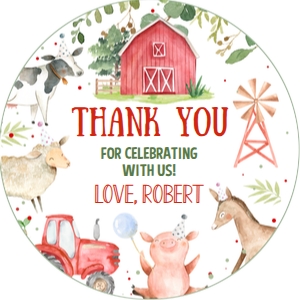 F101 - Farm favor tags round: F101 - Boy Farm Party Package