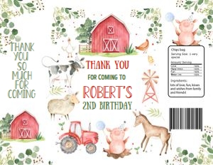 F101 - Farm chip bag: F101 - Boy Farm Party Package
