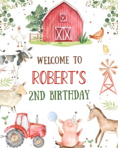 F101 - Farm welcome sign 8x10: F101 - Boy Farm Party Package