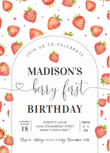 BF02 - Berry first strawberry invitation: BF02 - Berry first strawberry invitation