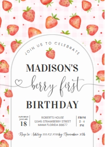 BF04 - Berry first strawberry invitation: BF04 - Berry first strawberry invitation
