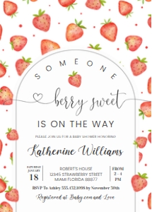 BS02 - Berry Sweet strawberry invitation: BS02 - Berry Sweet strawberry invitation