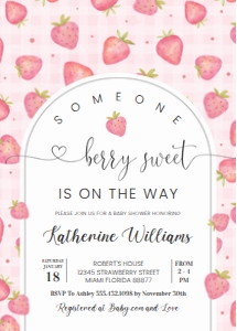 BS03 - Berry Sweet strawberry invitation: BS03 - Berry Sweet strawberry invitation