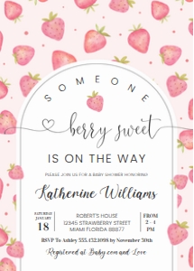BS01 - Berry Sweet strawberry invitation: BS01 - Berry Sweet strawberry invitation