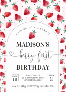 BF24 - Berry first strawberry invitation: BF24 - Berry first strawberry invitation