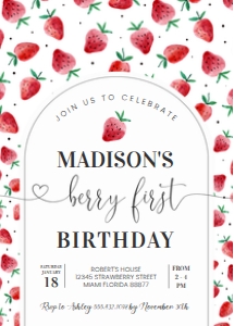 BF23 - Berry first strawberry invitation: BF23 - Berry first strawberry invitation