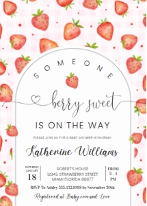 BS04 - Berry Sweet strawberry invitation: BS04 - Berry Sweet strawberry invitation