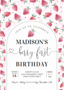 BF22 - Berry first strawberry invitation: BF22 - Berry first strawberry invitation