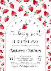 BS08 - Berry Sweet strawberry invitation: BS08 - Berry Sweet strawberry invitation