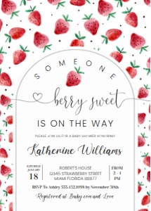 BS07 - Berry Sweet strawberry invitation: BS07 - Berry Sweet strawberry invitation