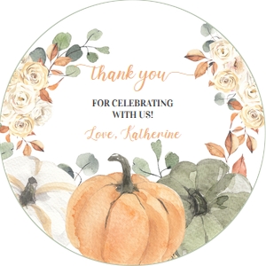 PB001 - Pumpkin favor tag round: PB001 - Pumpkin Birthday Package