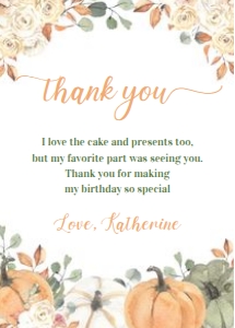 PB001 - Pumpkin thank you card: PB001 - Pumpkin thank you card