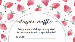 BS06 -  Berry Sweet strawberry diaper raflle: BS06 - Strawberry Baby Shower Set