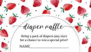 BS07 -  Berry Sweet strawberry diaper raflle: BS07 - Strawberry Baby Shower Set