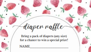BS05 -  Berry Sweet strawberry diaper raflle: BS05 - Strawberry Baby Shower Set