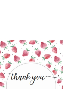 BS05 -  Berry Sweet strawberry thank you card: BS05 - Strawberry Baby Shower Set