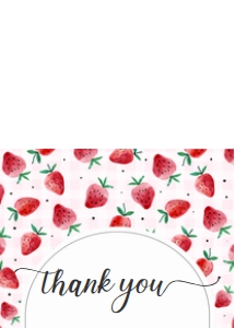 BS08 -  Berry Sweet strawberry thank you card: BS08 - Strawberry Baby Shower Set