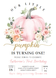 PB102 - Pumpkin birthday invitation: PB102 - Pumpkin birthday invitation