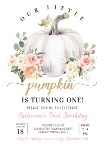 PB101 - Pumpkin birthday invitation: PB101 - Pumpkin birthday invitation