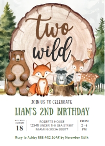 W402 - Woodland birthday invitation: W402 - Woodland birthday invitation