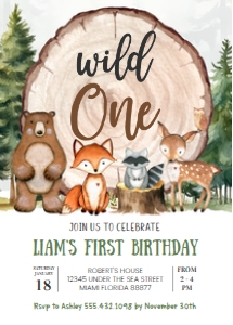 W401 - Woodland birthday invitation: W401 - Woodland birthday invitation