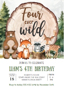 W404 - Woodland birthday invitation: W404 - Woodland birthday invitation