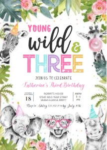 S203 - Safari birthday invitation: S203 - Safari birthday invitation