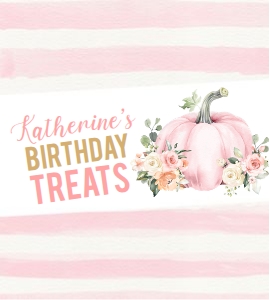 PB102 - Pumpkin birthday rice treats label: PB102 - Pumpkin birthday rice treats label