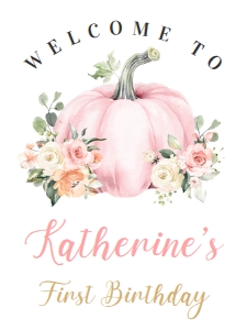 PB102 - Pumpkin birthday welcome sign 18x24: PB102 - Welcome Sign (16x20", 18x24", 24x36")