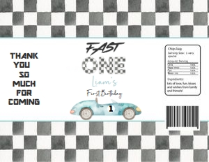 R202 - Race car chip bag label: R202 - Race car chip bag label