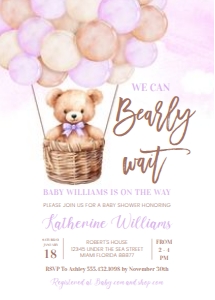 T603 - Teddy bear invitation: T603 - Teddy bear invitation