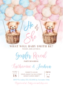 T701 - Teddy bear invitation: T701 - Teddy bear invitation