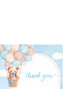 T202 - Teddy bear thank you card: T202 - Teddy Bear Baby Shower Set