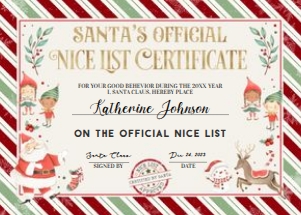 SL101 -  Santa's official nice list certificate: SL101 -  Santa's official nice list certificate