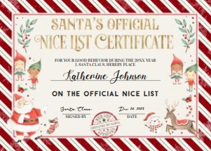 SL102 -  Santa's official nice list certificate: SL102 -  Santa's official nice list certificate