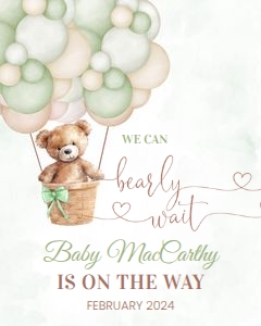 T104 - Teddy bear welcome sign 16x20: T104 - Bear Baby Shower 16 X 20", 18 X 24", and 24 X 36" Welcome sign
