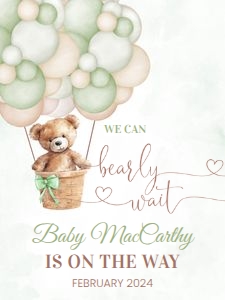 T104 - Teddy bear welcome sign 18x24: T104 - Bear Baby Shower 16 X 20", 18 X 24", and 24 X 36" Welcome sign