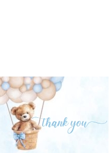 T101 - Teddy bear thank you card: T101 - Bear Baby Shower Set