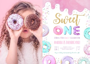 D001 - Donut invitation with photo: D001 - Donut invitation with photo