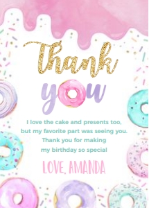 D001 - Donut  thank you card: D001 - Birthday Package