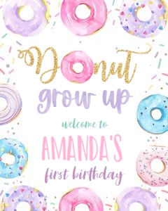 D006 - Donut welcome sign 16x20: D006 - Welcome Sign