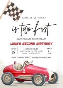 R402 - Race car invitation: R402 - Race car invitation