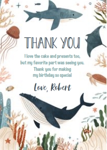 US01 - Under the sea thank you card: US01 - Under the sea thank you card
