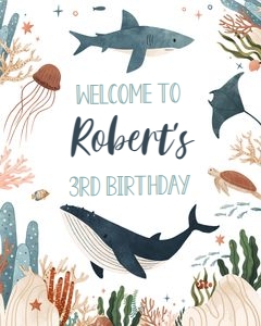US01 - Under the sea welcome sign 16x20: US01 - Under The Sea Welcome Sign (16 X 20", 18 X 24", and 24 X 36")