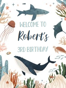 US01 - Under the sea welcome sign 18x24: US01 - Under The Sea Welcome Sign (16 X 20", 18 X 24", and 24 X 36")