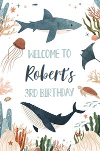 US01 - Under the sea welcome sign 24x36: US01 - Under The Sea Welcome Sign (16 X 20", 18 X 24", and 24 X 36")