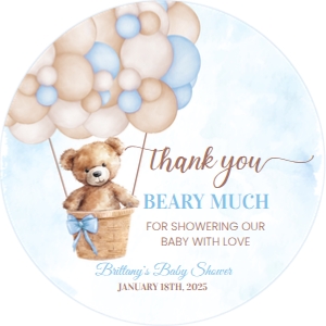 T101 - Teddy bear favor round: T101-Baby Shower Package