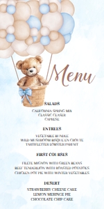 T101 - Teddy bear menu: T101 - Teddy bear menu
