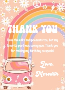 G205 - Groovy thank you card: G205 - Five Is A Vibe Birthday Package